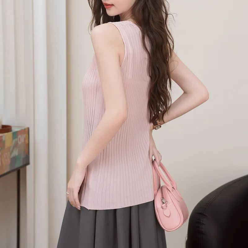 FAWENXIANGZI Tank Tops Women's Pink-5