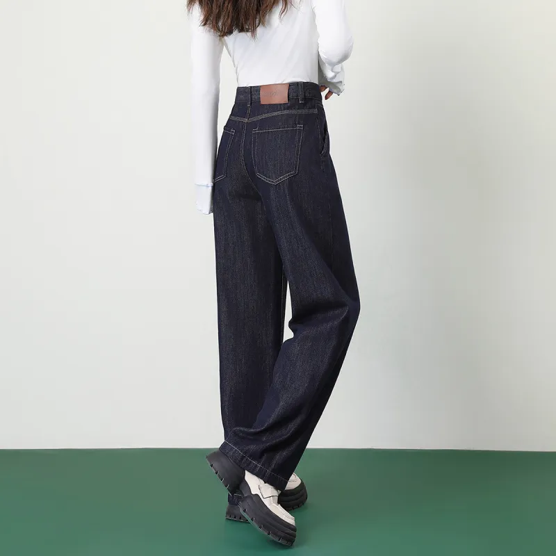FAWENXIANGZI Jeans Women's Dark Blue-6