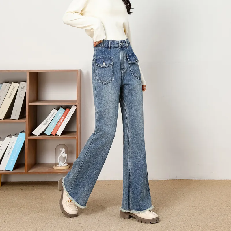 FAWENXIANGZI Jeans Women's Light Blue-3