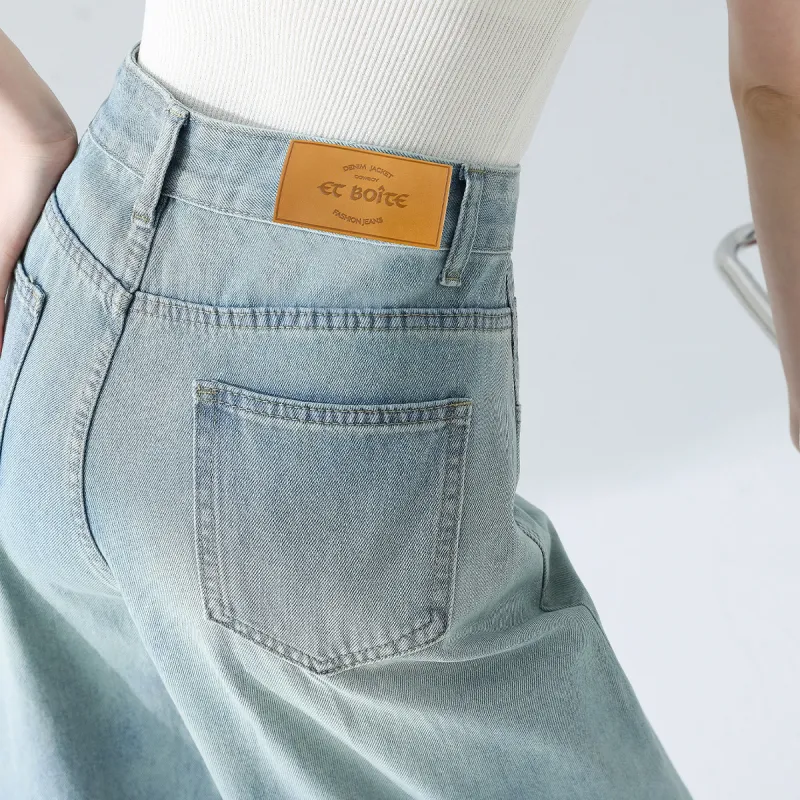 FAWENXIANGZI Jeans Women's Light Blue-6
