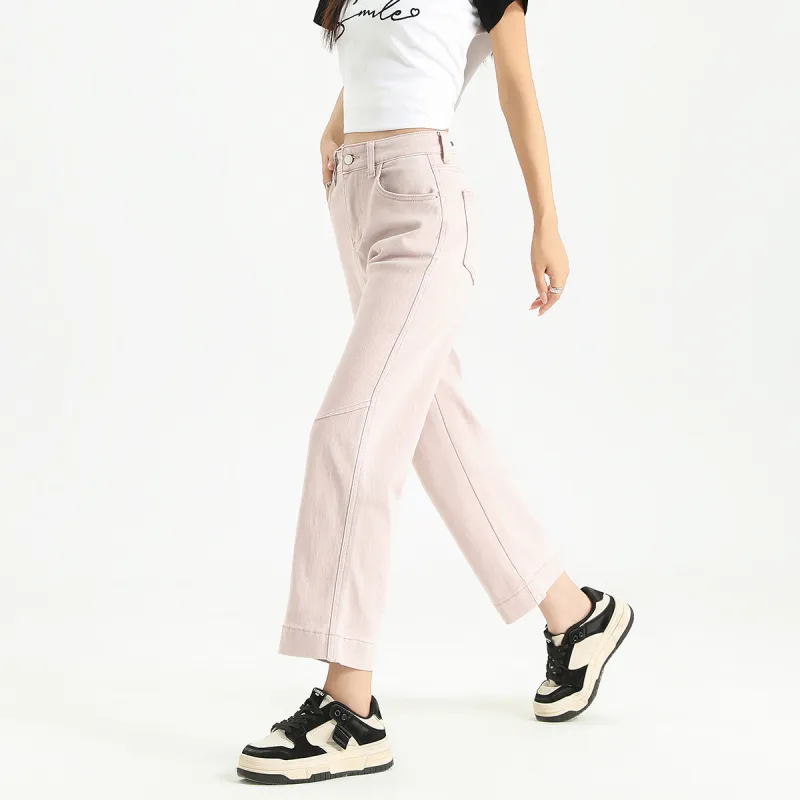 FAWENXIANGZI Jeans Women's Denim Pink-5