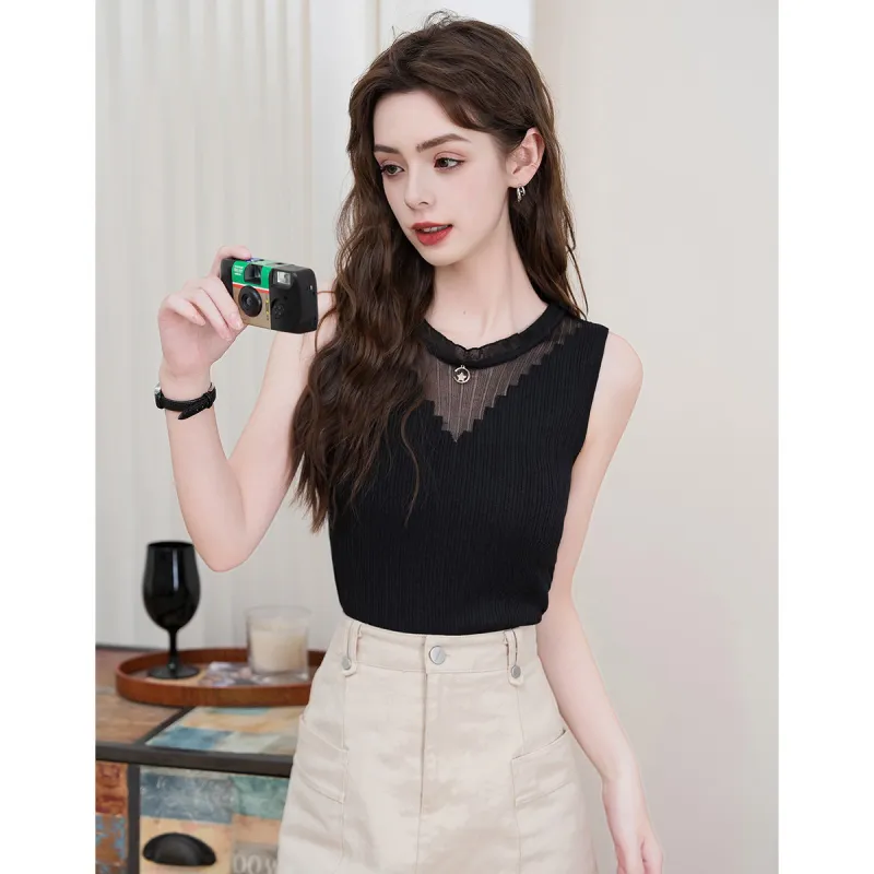 FAWENXIANGZI Tank Tops Women's Black-1