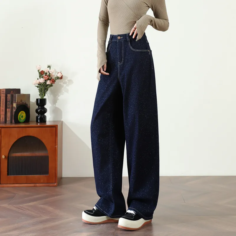FAWENXIANGZI Jeans Women's Dark Blue-2