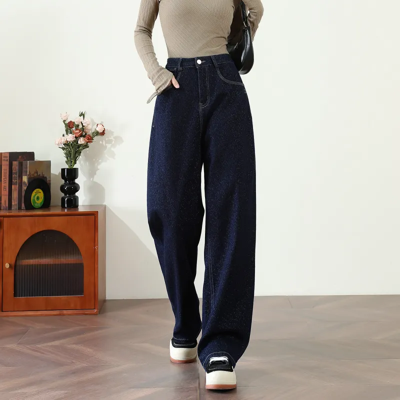 FAWENXIANGZI Jeans Women's Dark Blue-1