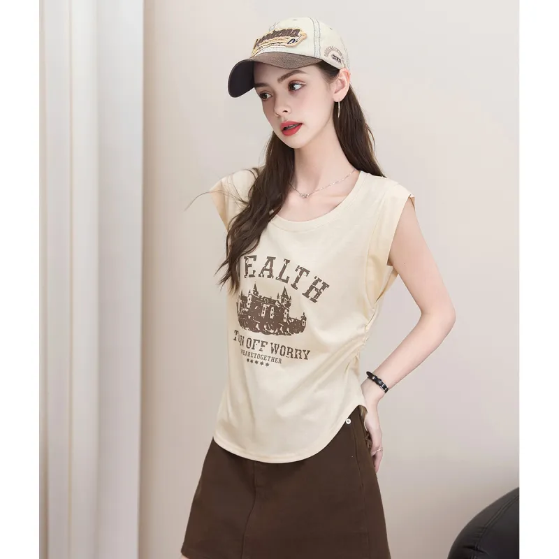 FAWENXIANGZI Flutter Sleeve T Shirt Women's-3