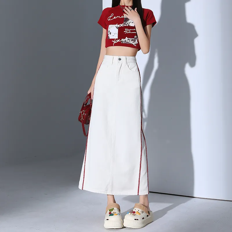 YINLEI Denim Long Skirt Women's-3
