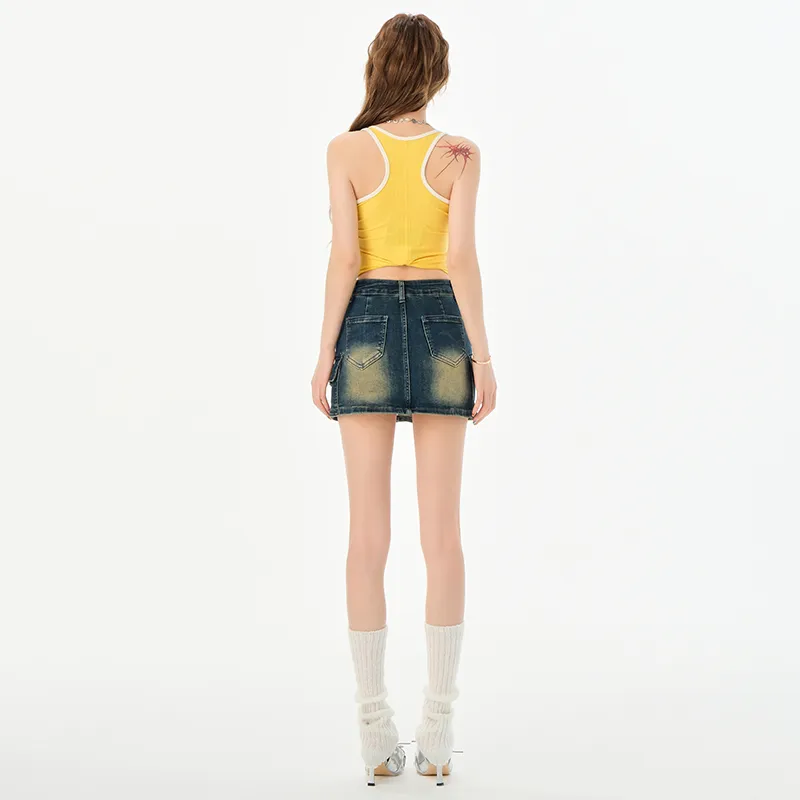 YINLEI Denim Short Skirts Women's-5
