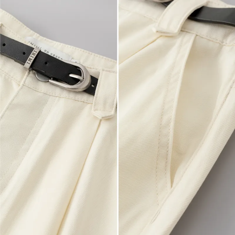 IHIMI Casual Shorts Women's Cheese White-3