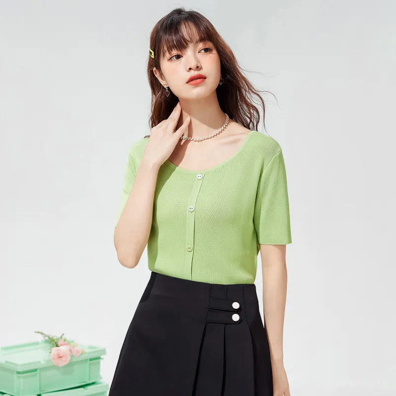 FAWENXIANGZI Knitwear Women's Turquoise-4