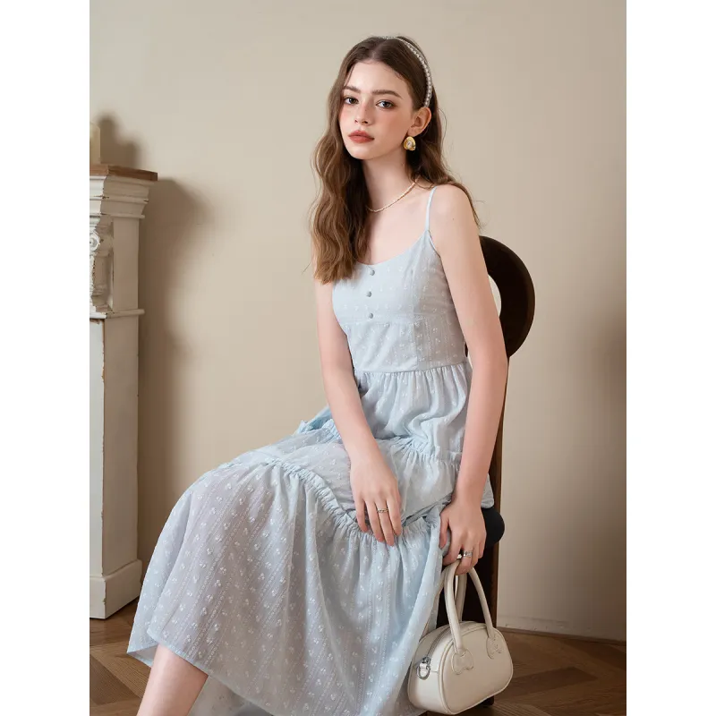 BANANA BABY Slip Dresses Women's Blue-3