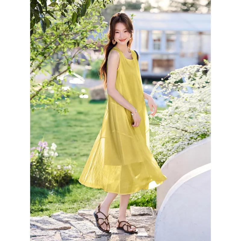 Mo Han Yi Mei Sleeveless Dress Women's-2