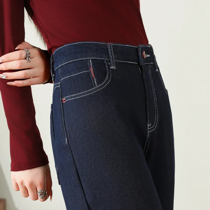 FAWENXIANGZI Jeans Women's Dark Blue-9
