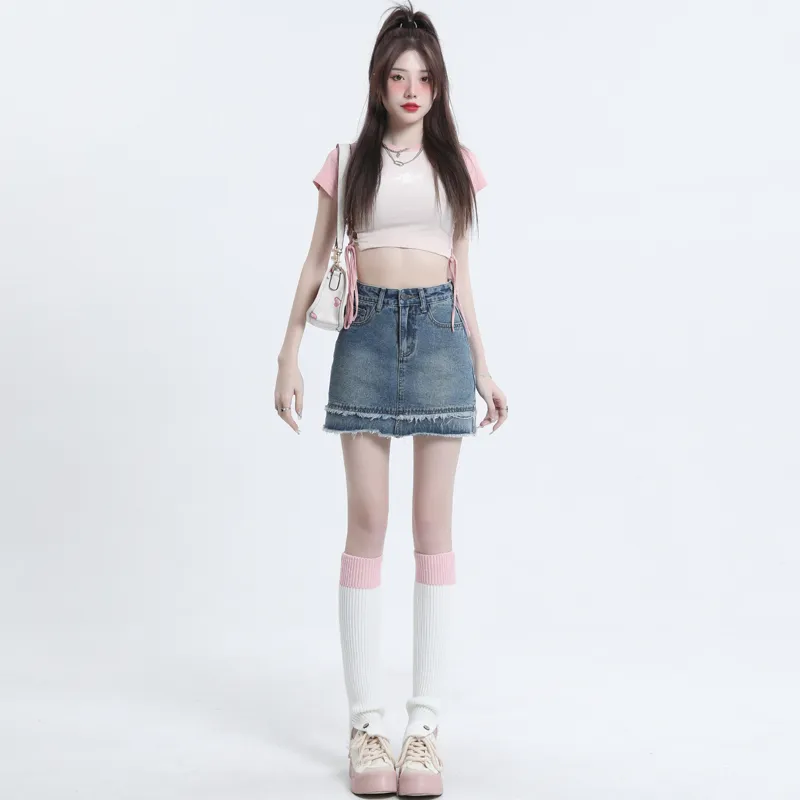 YINLEI Denim Short Skirts Women's-1