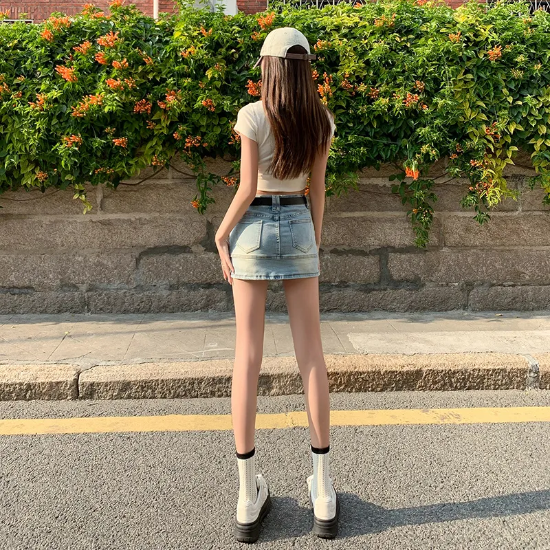 YINLEI Denim Short Skirts Women's-3