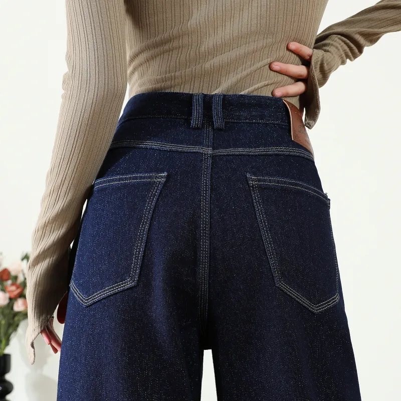 FAWENXIANGZI Jeans Women's Dark Blue-8