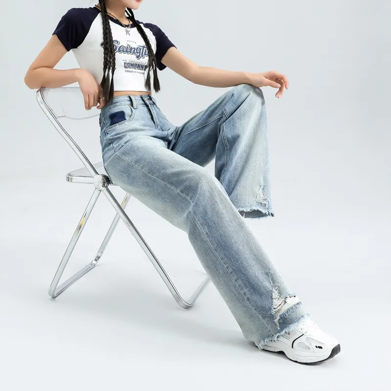 FAWENXIANGZI Jeans Women's Blue-10