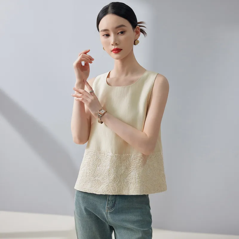 Hang Yi Court Vest Unisex Beige-4