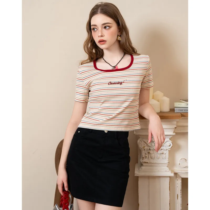 BANANA BABY T Shirts Women's Red Stripes-3