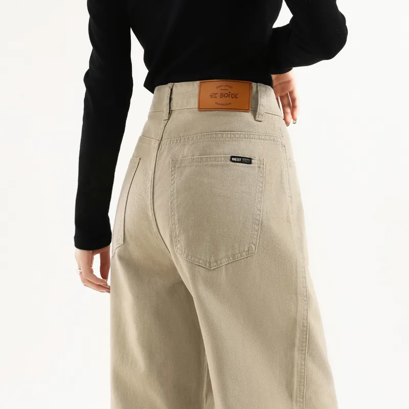 FAWENXIANGZI Jeans Women's Khaki-4