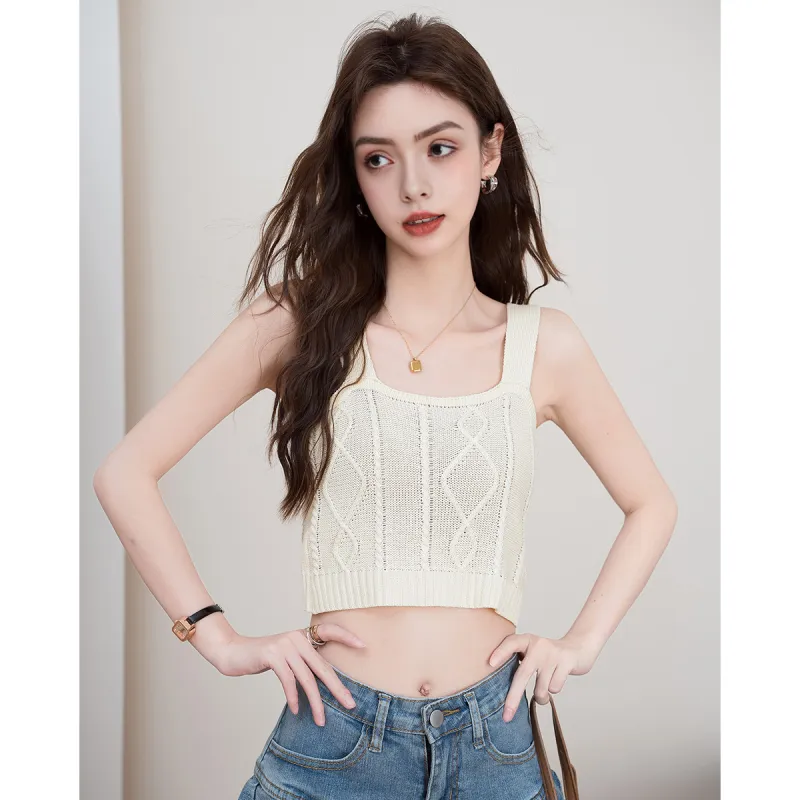 FAWENXIANGZI Tank Tops Women's Beige Yellow-2