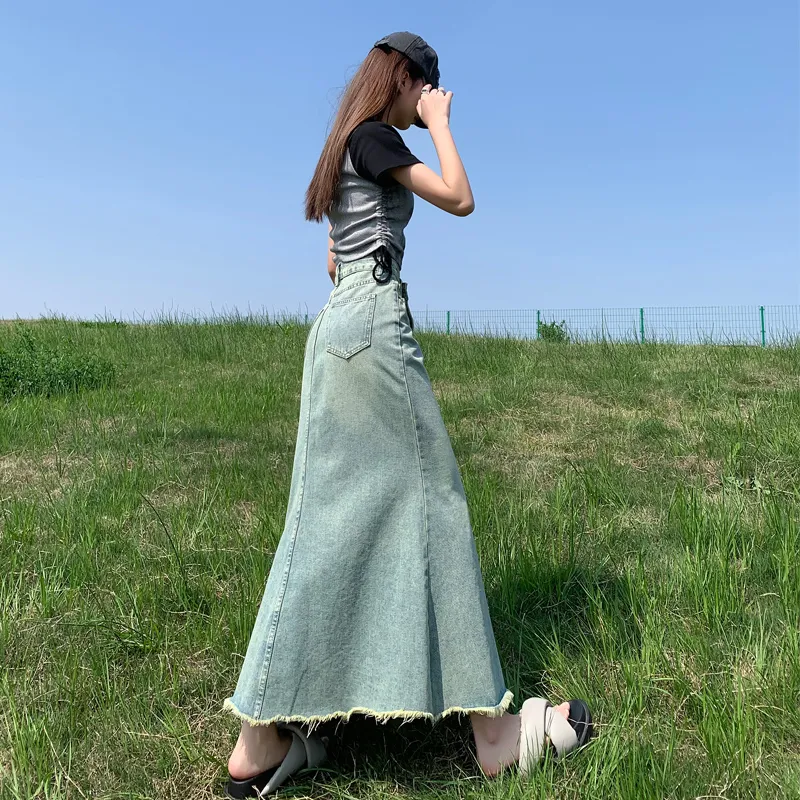 YINLEI Casual Long Skirt Women's-4