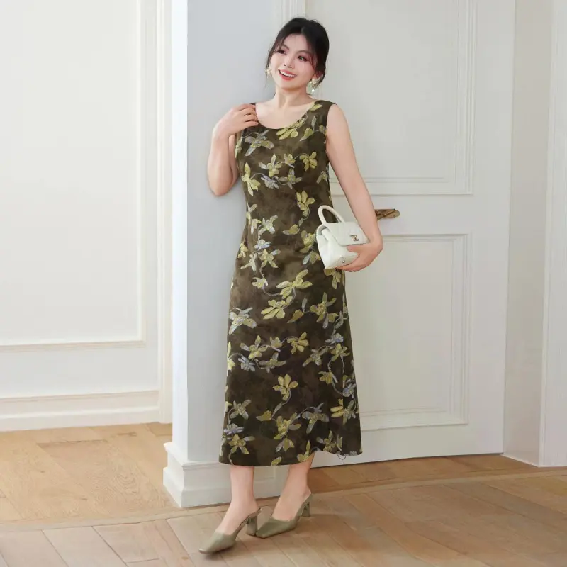 MSSHE Sleeveless Dresses Women's Sunflower Yellow-2
