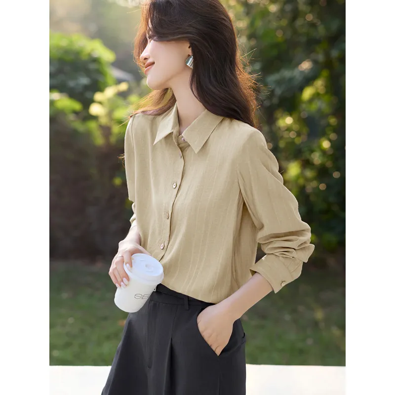 Mo Han Yi Mei Shirts Women's Beige Apricot-1