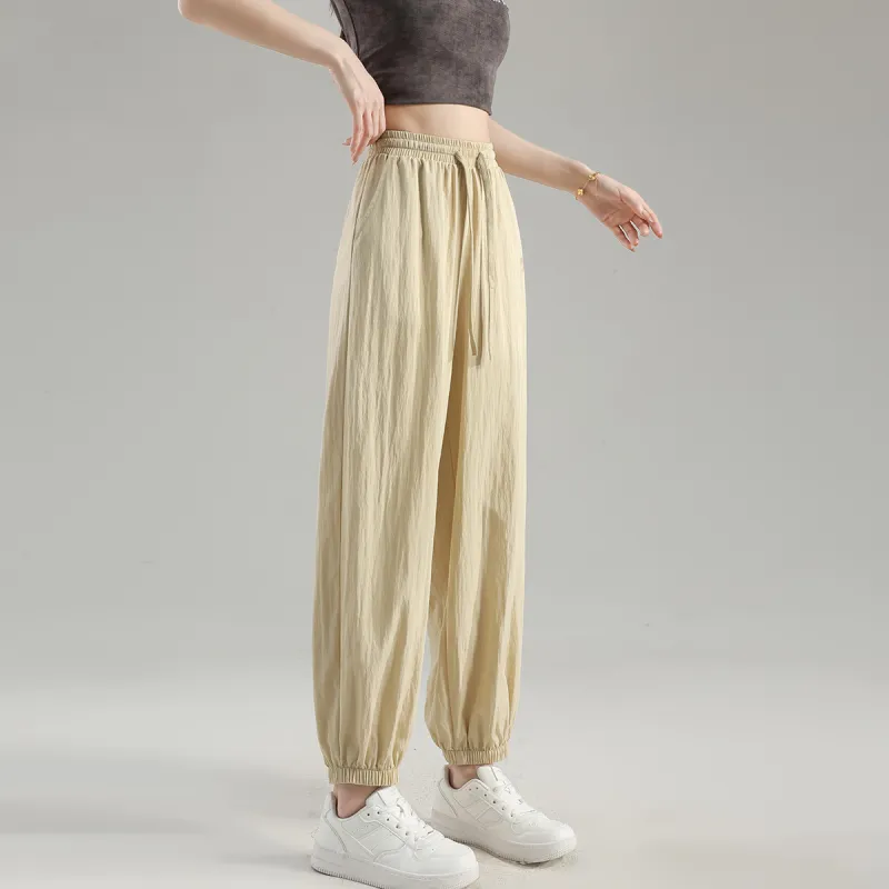 Tonlion Casual Pants Women's Beige Apricot-5