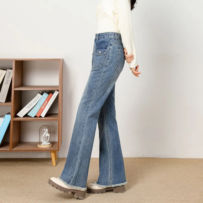 FAWENXIANGZI Jeans Women's Light Blue-5