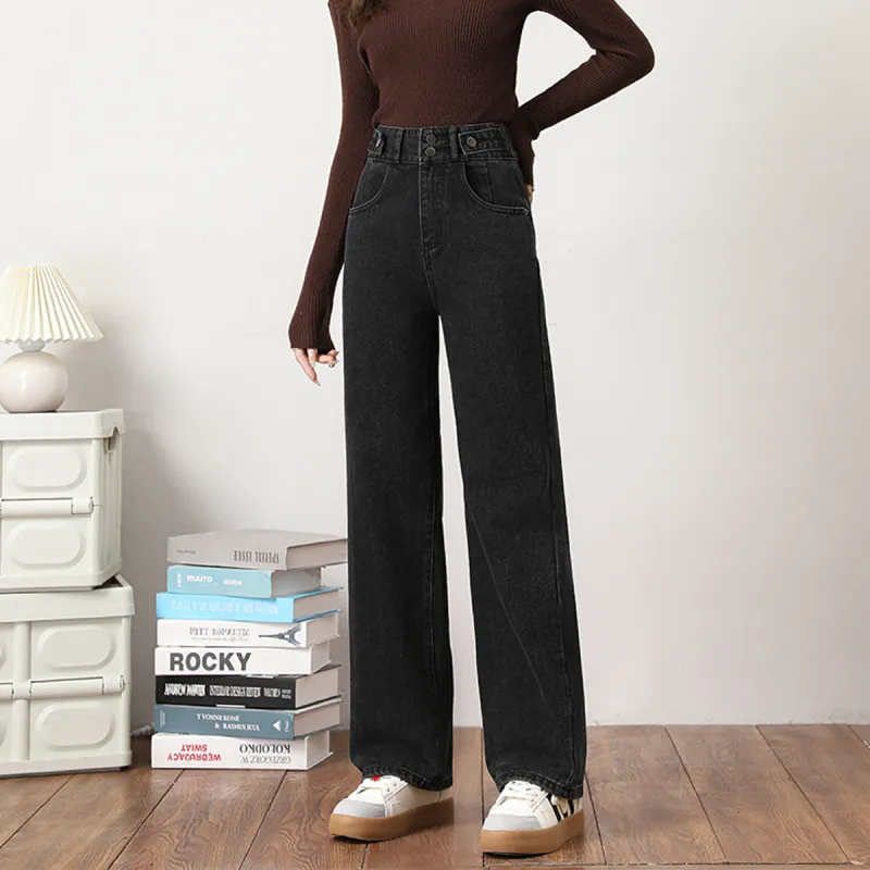 FAWENXIANGZI Jeans Women's Black-5