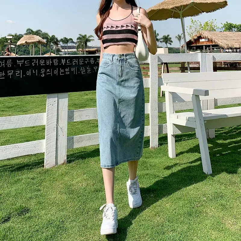 YINLEI Denim Long Skirt Women's-4