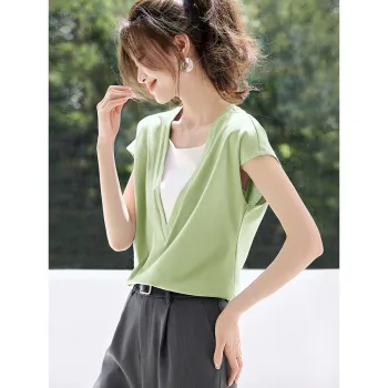 Mo Han Yi Mei T Shirts Women's Light Grass Green