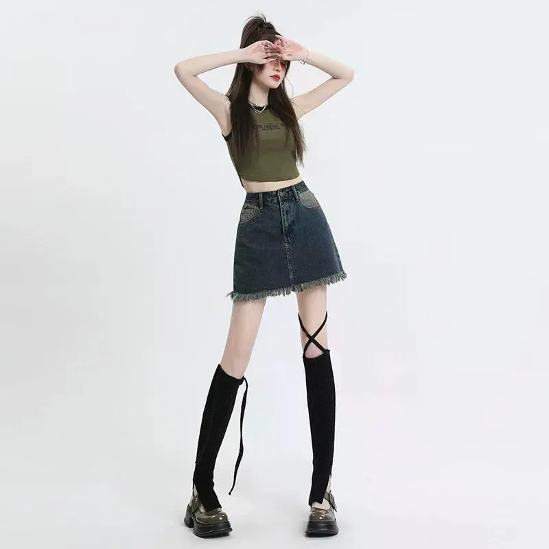YINLEI Denim Short Skirts Women's-1