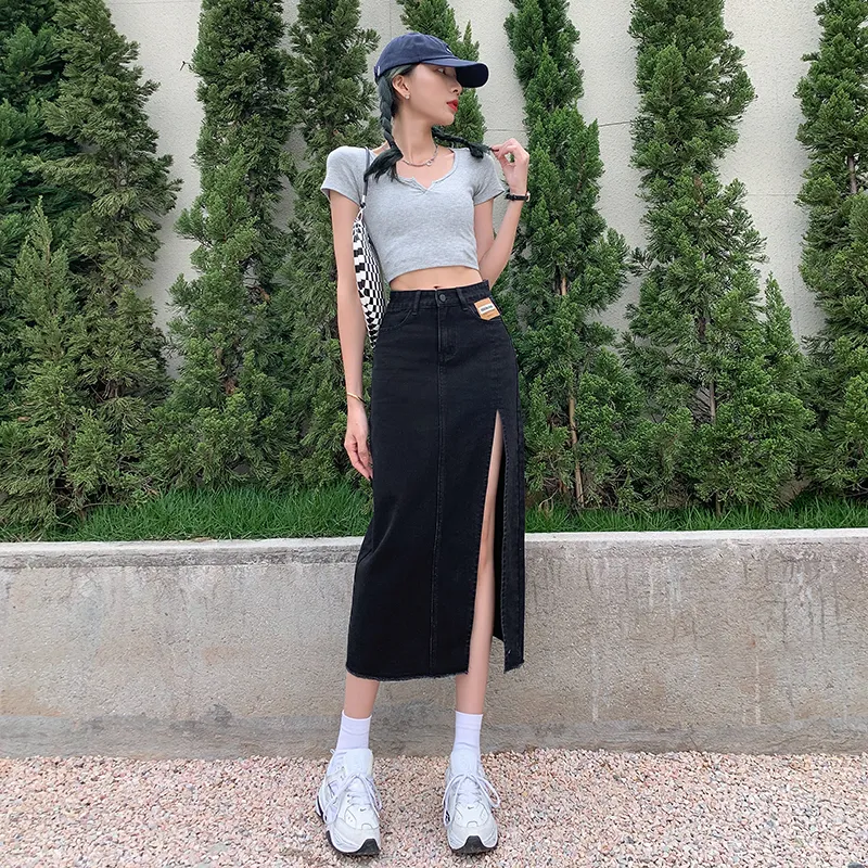 YINLEI Denim Long Skirt Women's-4