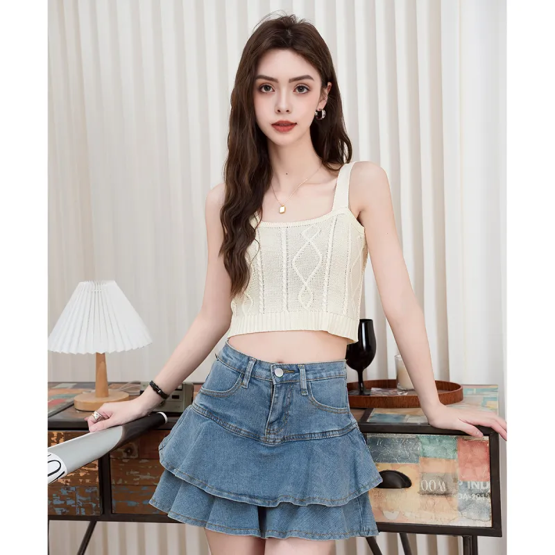 FAWENXIANGZI Tank Tops Women's Beige Yellow-3