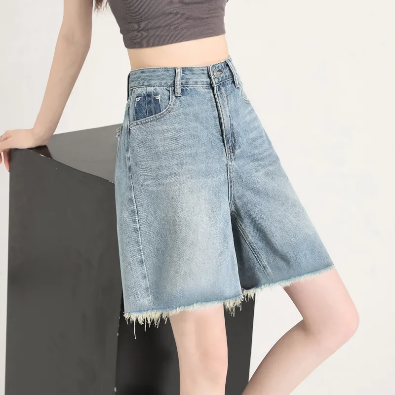 FAWENXIANGZI Denim Shorts Women's-9