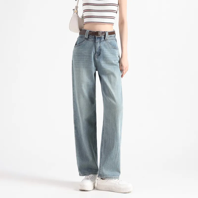 FAWENXIANGZI Jeans Women's Vintage Blue-5