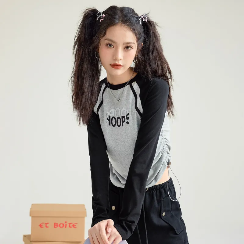 FAWENXIANGZI Crop Tops Women's Gray-2