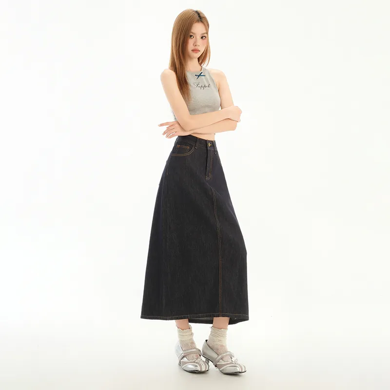 YINLEI Denim Long Skirt Women's-3