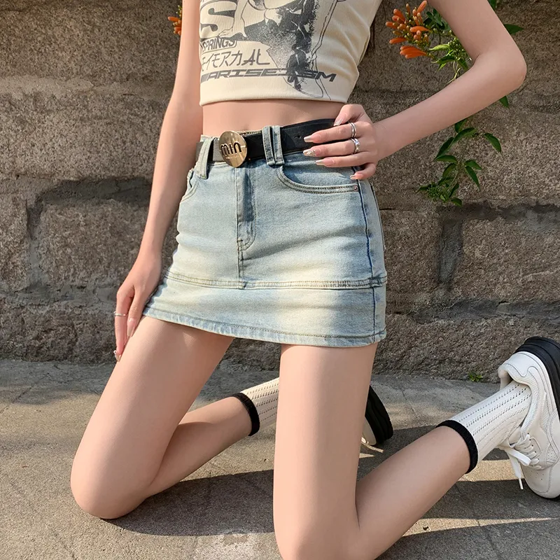 YINLEI Denim Short Skirts Women's-1