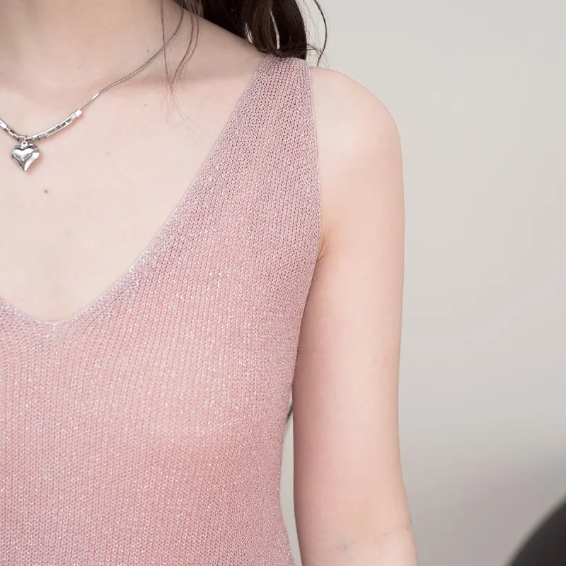 FAWENXIANGZI Tank Tops Women's Pink-5