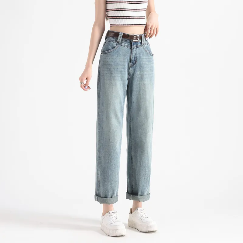 FAWENXIANGZI Jeans Women's Vintage Blue-9