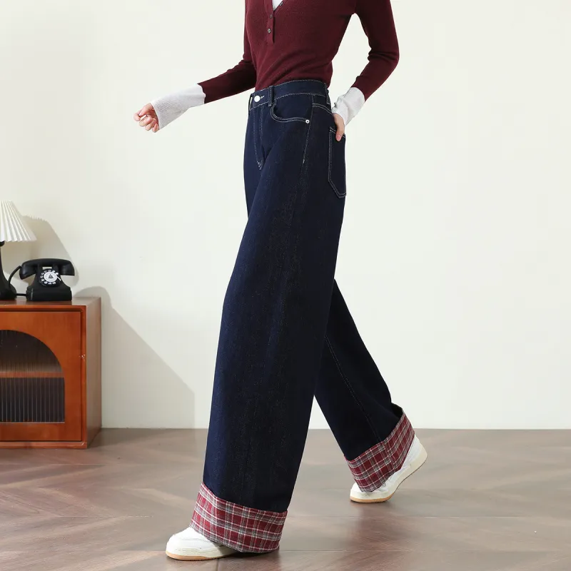 FAWENXIANGZI Jeans Women's Dark Blue-4