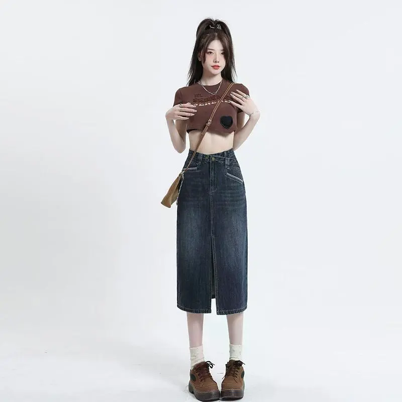 YINLEI Denim Long Skirt Women's-2