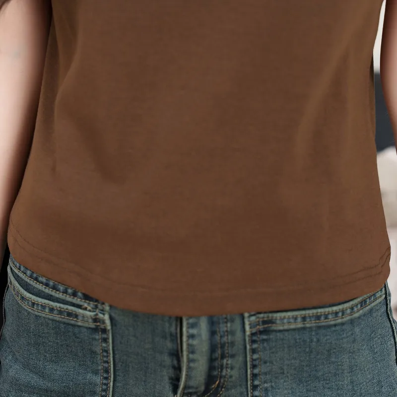 FAWENXIANGZI Crop Tops Women's Coffee-7