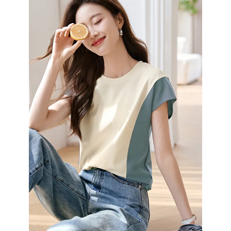 Mo Han Yi Mei T Shirts Women's Blue & White-1