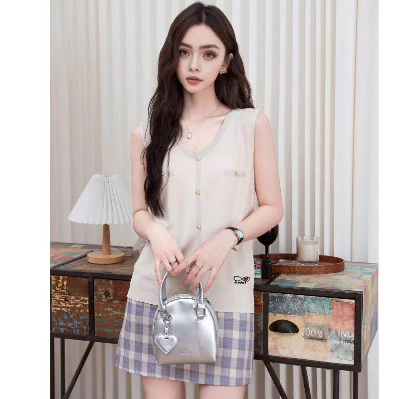 FAWENXIANGZI Tank Tops Women's Apricot-1
