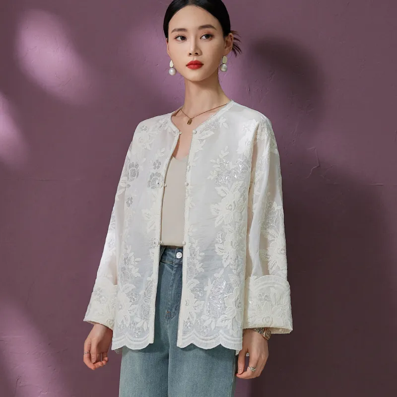 Hang Yi Court Jackets Women's Beige-5