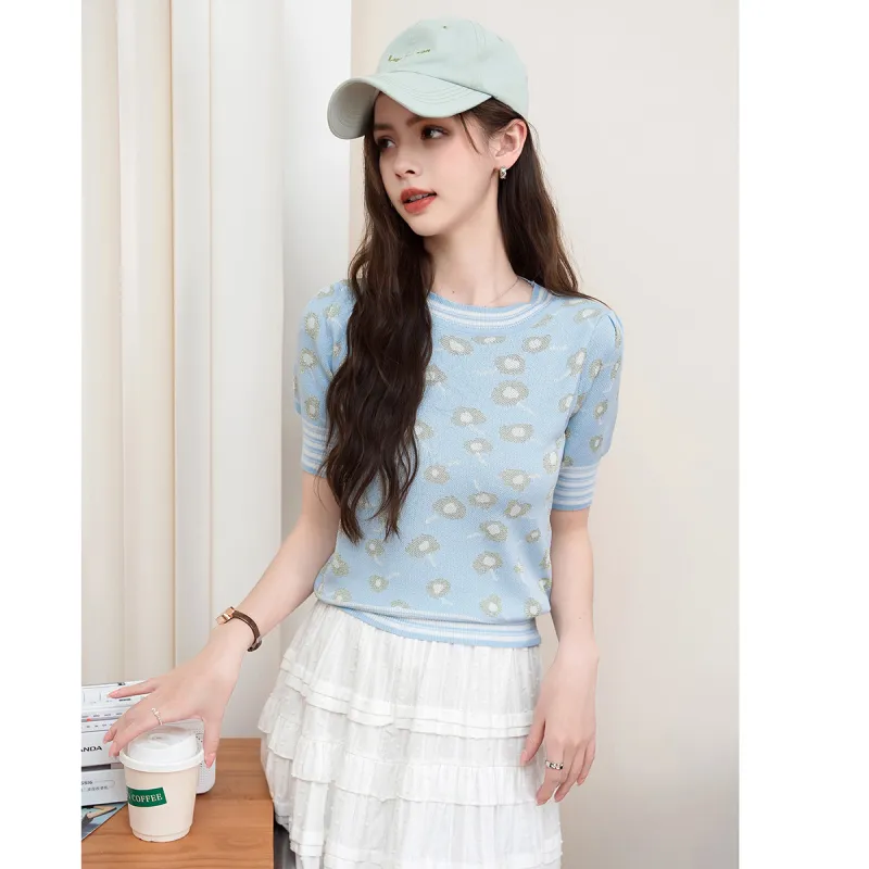 FAWENXIANGZI Knitwear Women's Pink Blue-1