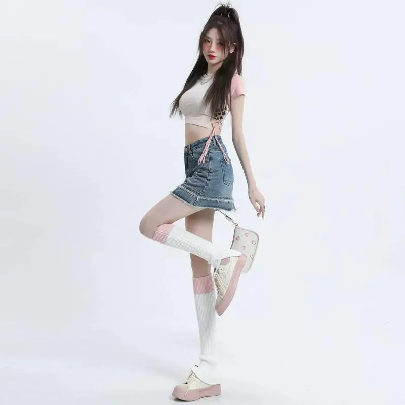 YINLEI Denim Short Skirts Women's-2